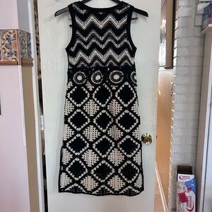 Cato  Black and Cream crochet Dress